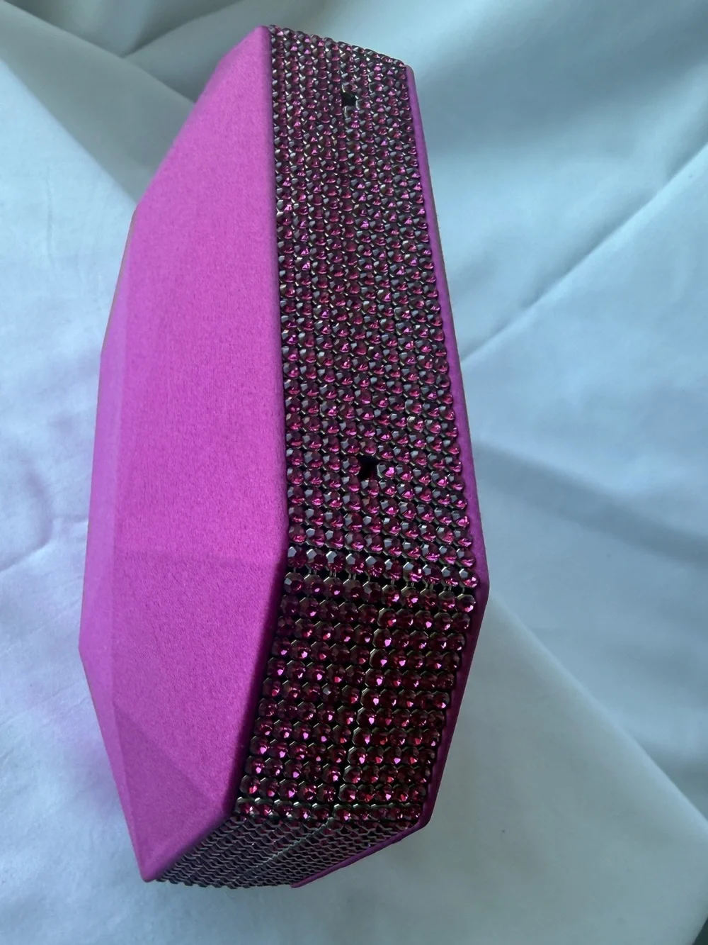 Brand New Swarovski Gala Fuchsia Satin Bag - with Original Box Set